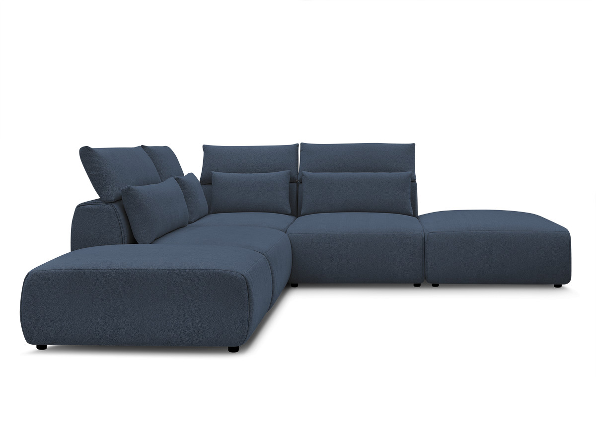 Modulaire vaste hoekbank met hoofdsteunen JANA gemêleerde stof met 2 fauteuils, 1 hoekelement en 2 poefs