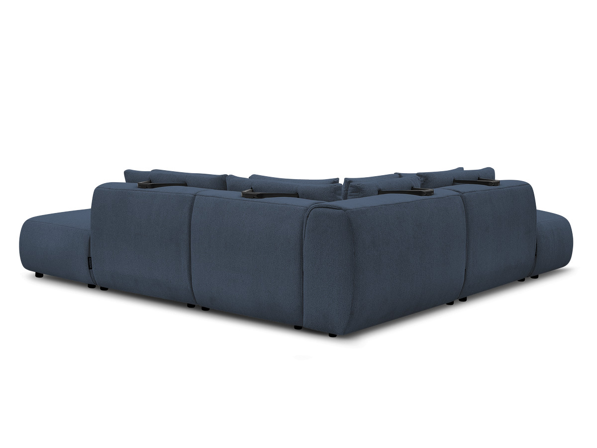 Modulaire vaste hoekbank met hoofdsteunen JANA gemêleerde stof met 2 fauteuils, 1 hoekelement en 2 poefs