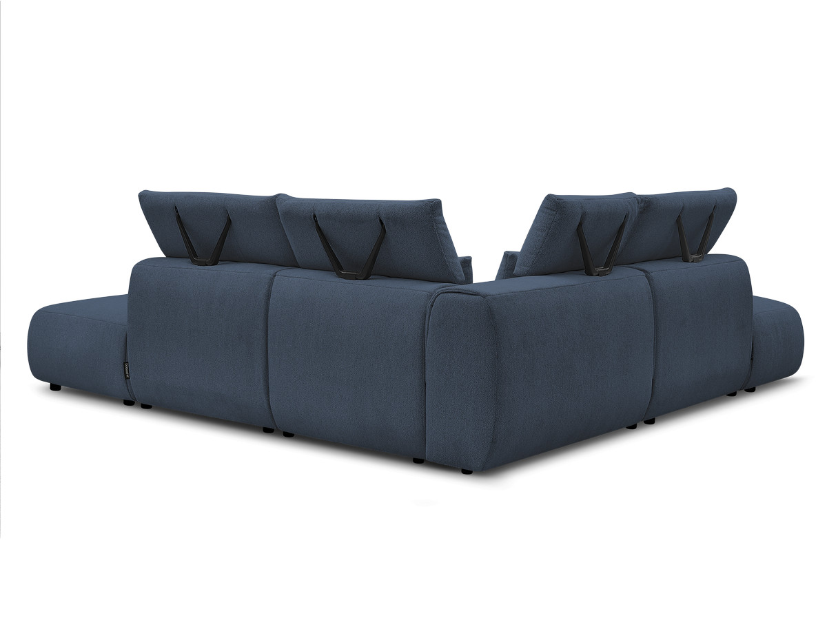 Modulaire vaste hoekbank met hoofdsteunen JANA gemêleerde stof met 2 fauteuils, 1 hoekelement en 2 poefs