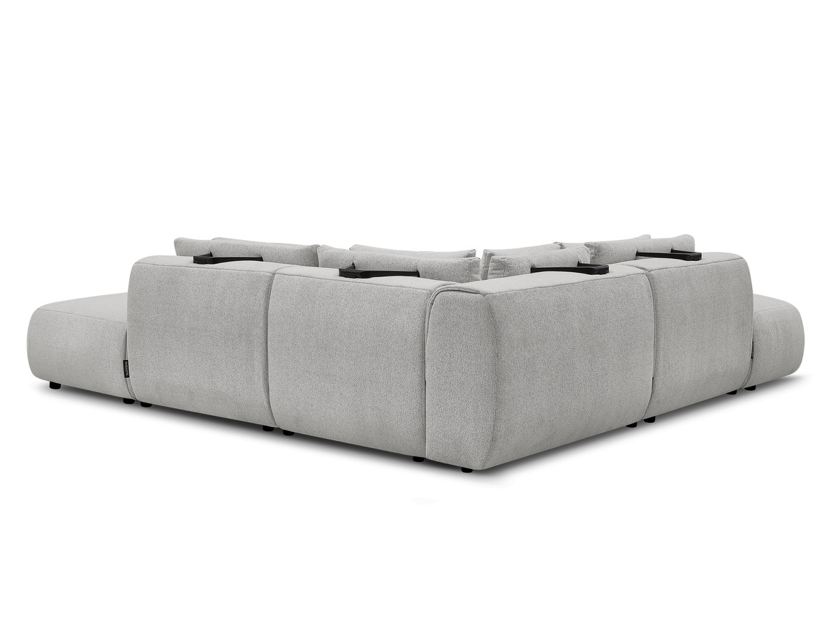 Modulaire vaste hoekbank met hoofdsteunen JANA gemêleerde stof met 2 fauteuils, 1 hoekelement en 2 poefs