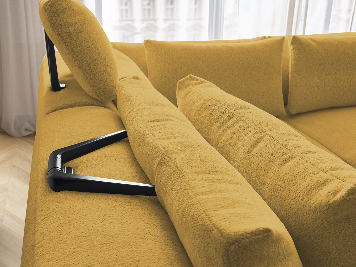 Modulaire vaste hoekbank met hoofdsteunen JANA gemêleerde stof met 2 fauteuils, 1 hoekelement en 2 poefs