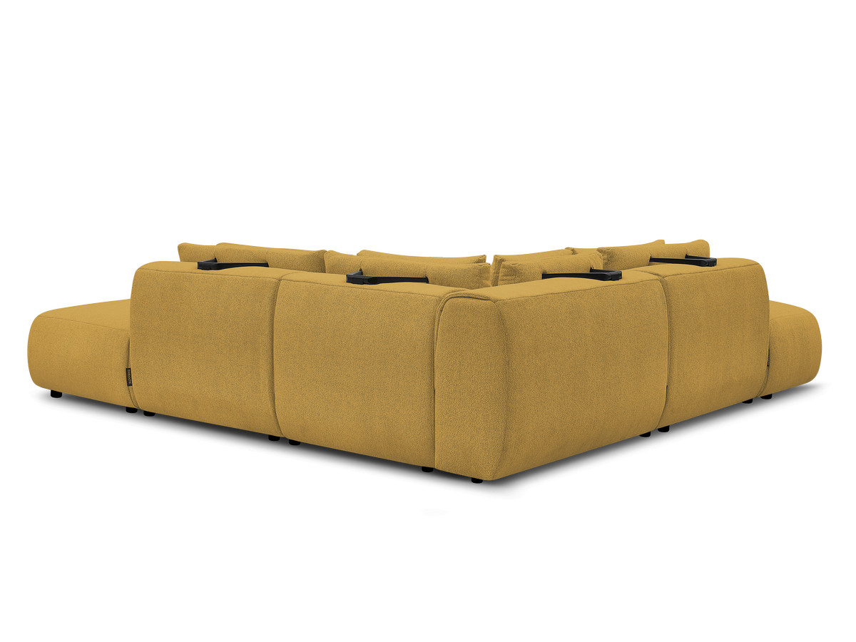 Modulaire vaste hoekbank met hoofdsteunen JANA gemêleerde stof met 2 fauteuils, 1 hoekelement en 2 poefs