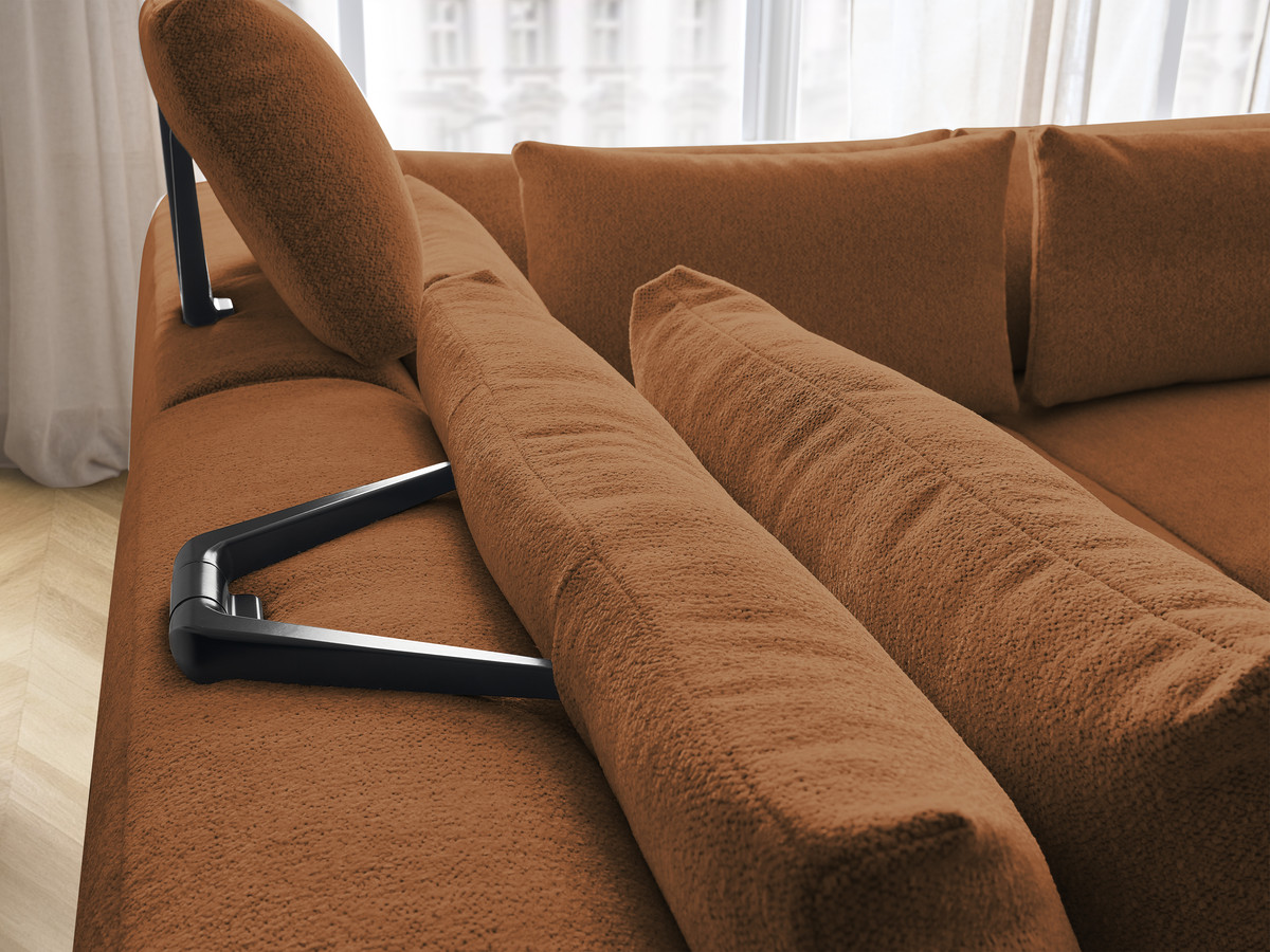 Modulaire vaste hoekbank met hoofdsteunen JANA gemêleerde stof met 2 fauteuils, 1 hoekelement en 2 poefs