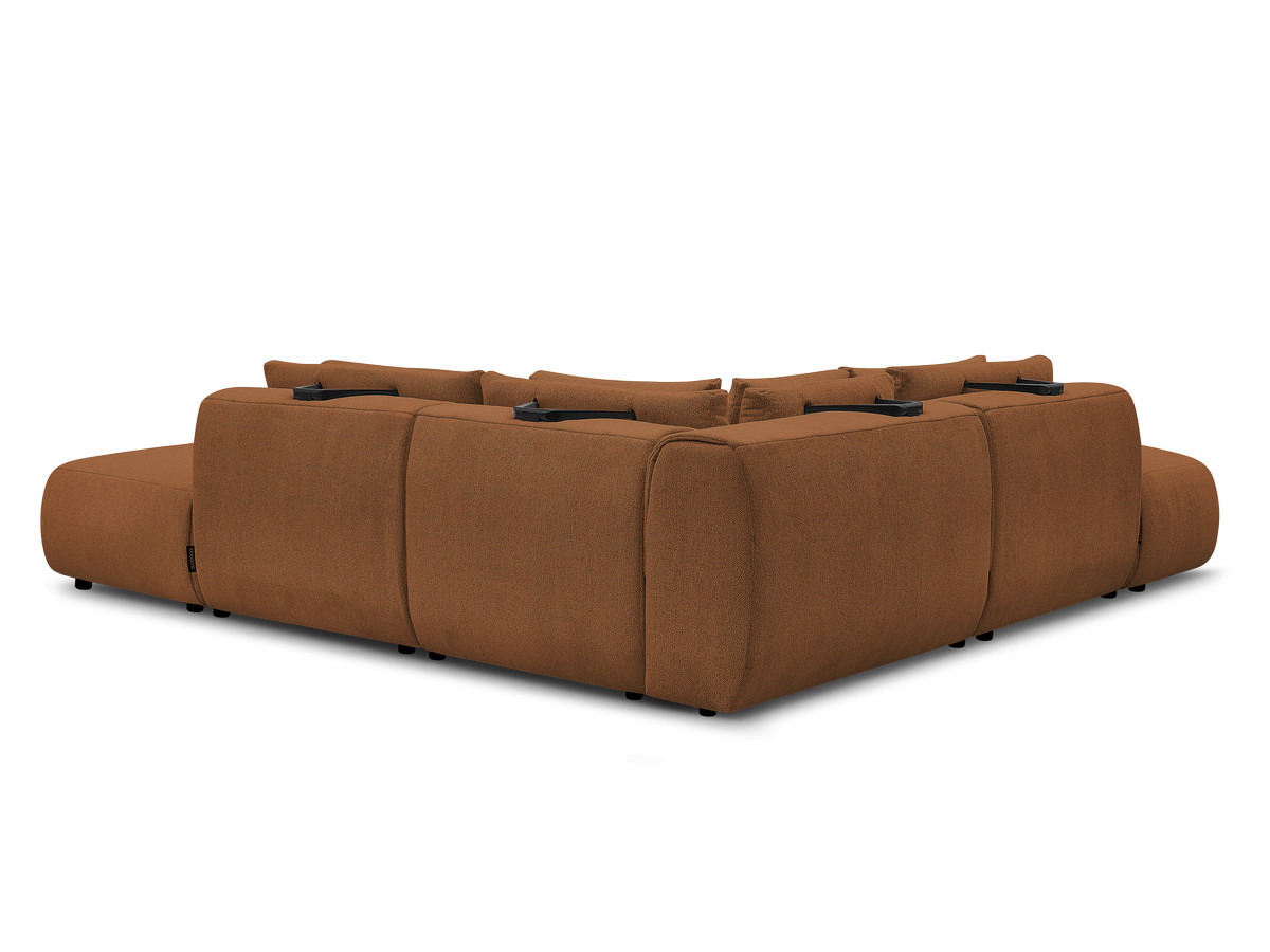 Modulaire vaste hoekbank met hoofdsteunen JANA gemêleerde stof met 2 fauteuils, 1 hoekelement en 2 poefs