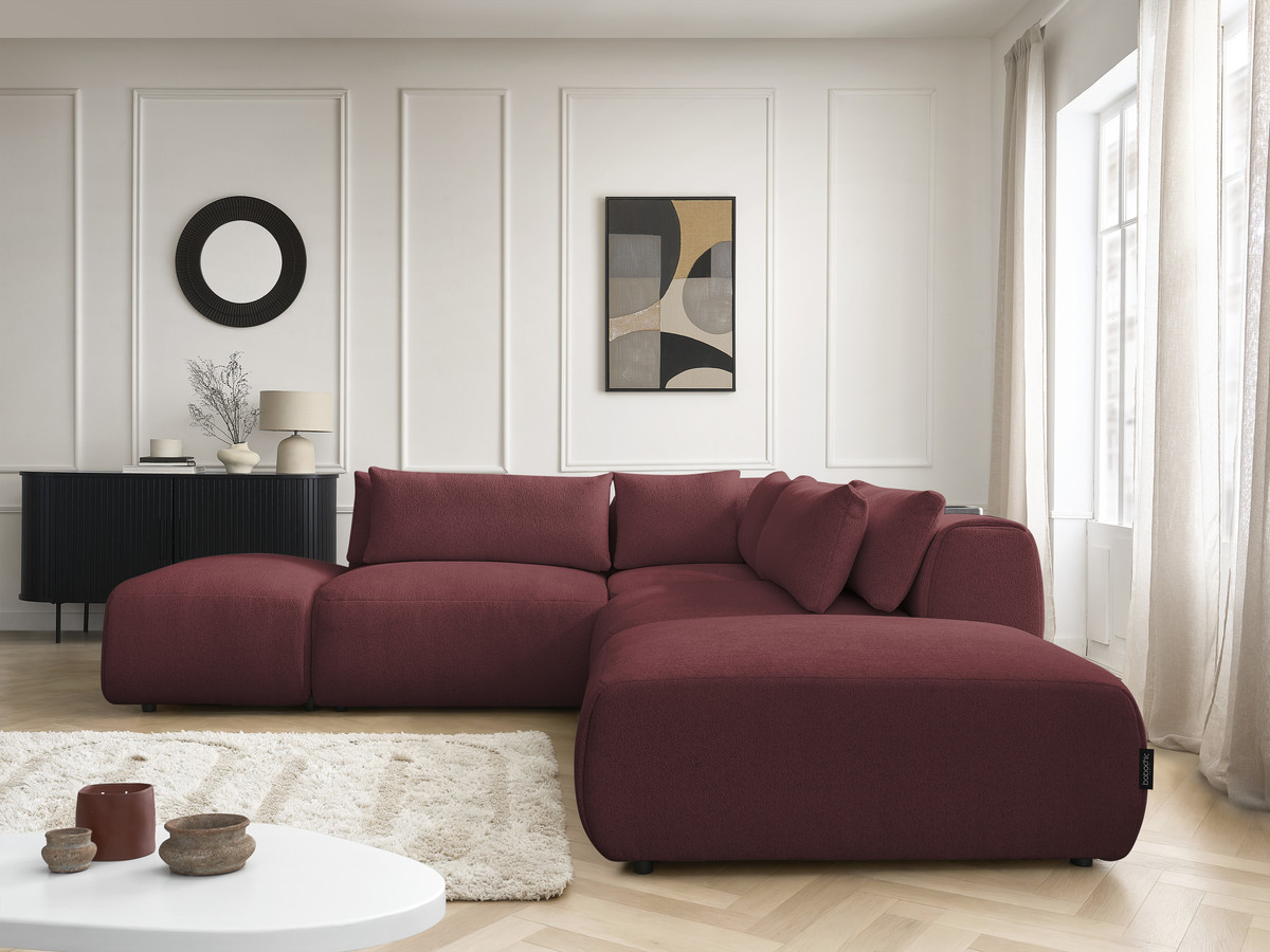 Canapé d'angle modulable avec têtières JANA chiné rouge — vue 5