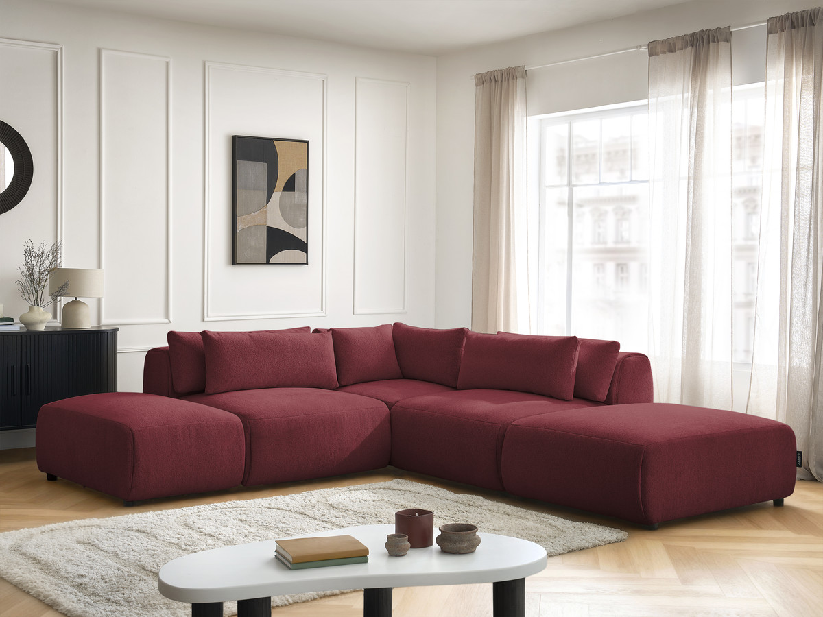 Canapé d'angle modulable avec têtières JANA chiné rouge — vue 6