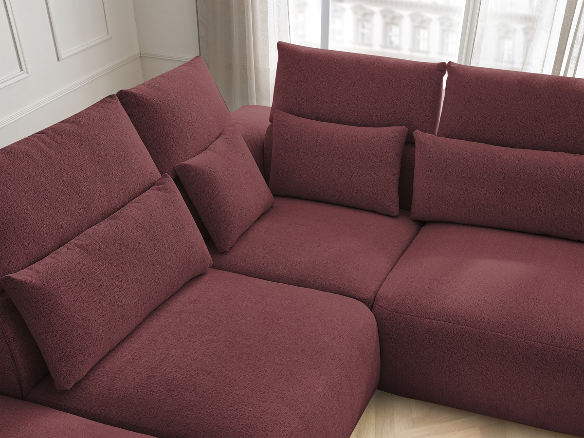 Modulaire vaste hoekbank met hoofdsteunen JANA gemêleerde stof met 2 fauteuils, 1 hoekelement en 2 poefs