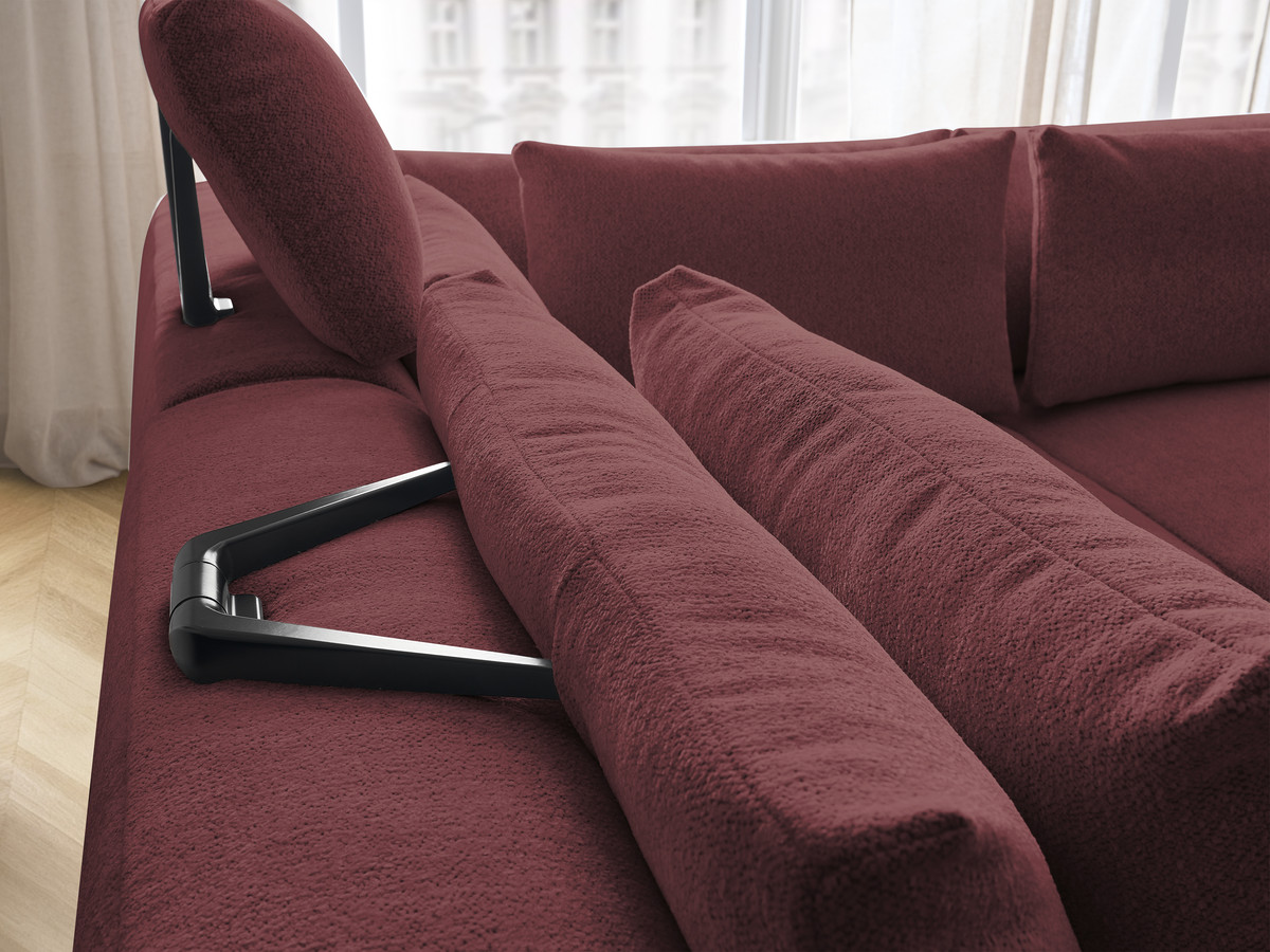 Modulaire vaste hoekbank met hoofdsteunen JANA gemêleerde stof met 2 fauteuils, 1 hoekelement en 2 poefs