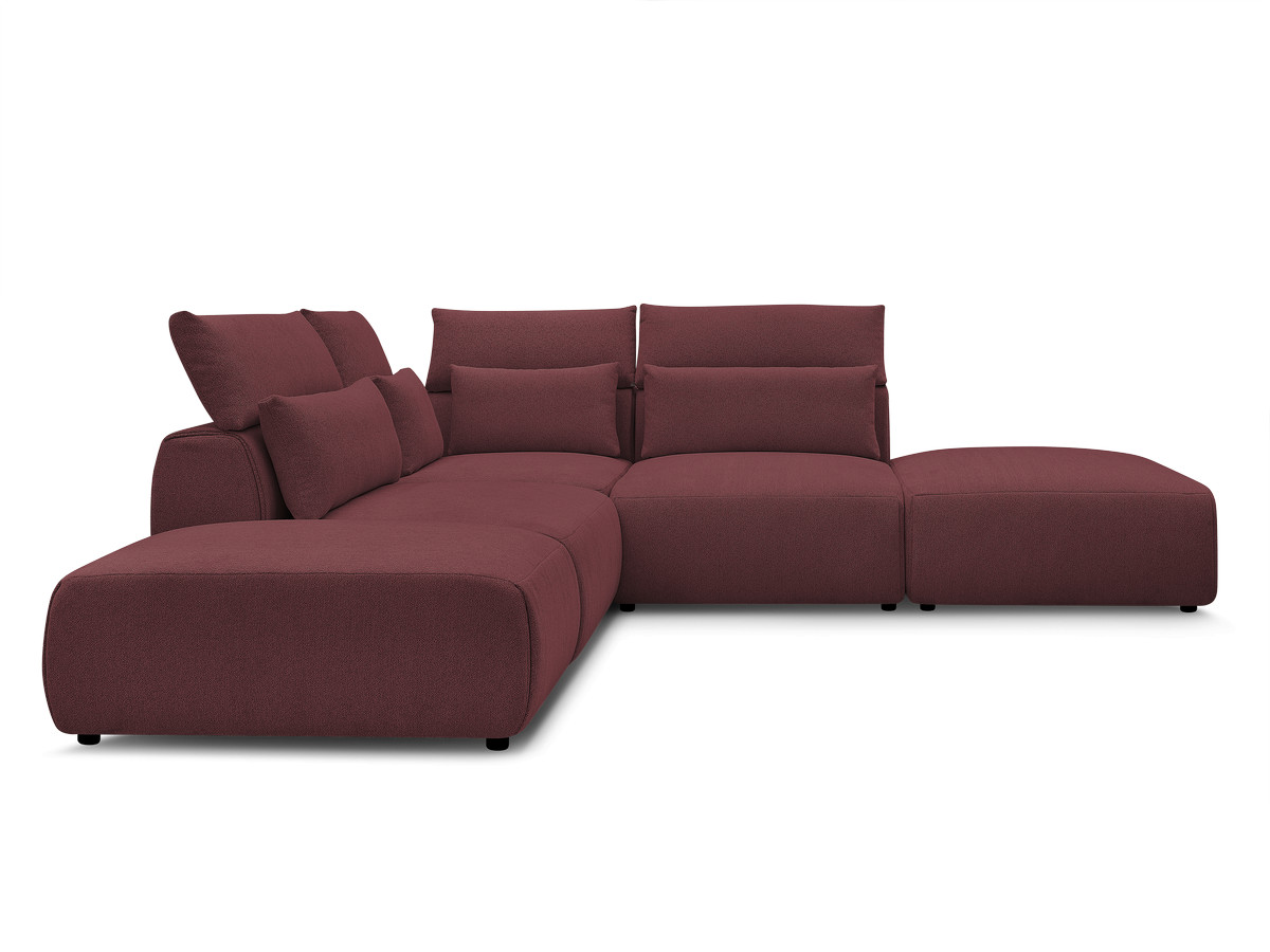 Modulaire vaste hoekbank met hoofdsteunen JANA gemêleerde stof met 2 fauteuils, 1 hoekelement en 2 poefs