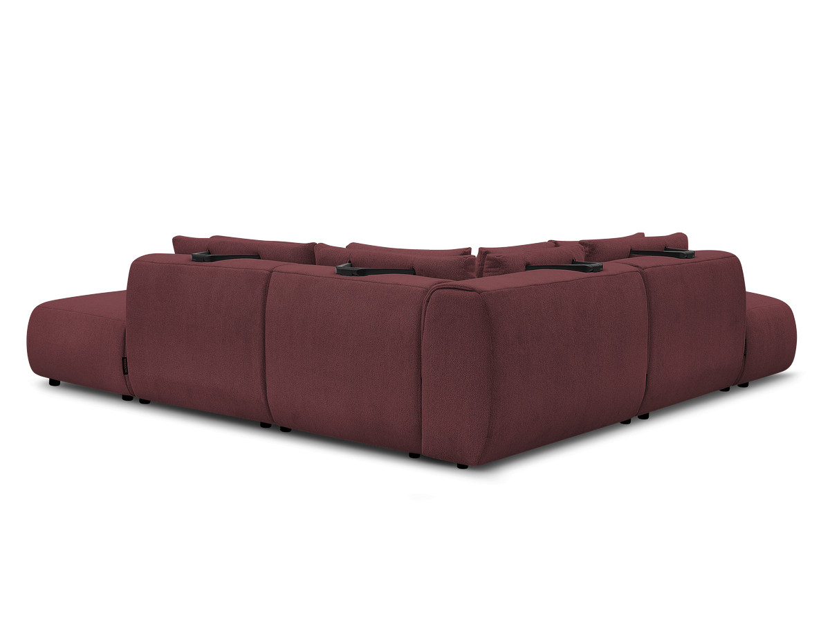 Modulaire vaste hoekbank met hoofdsteunen JANA gemêleerde stof met 2 fauteuils, 1 hoekelement en 2 poefs