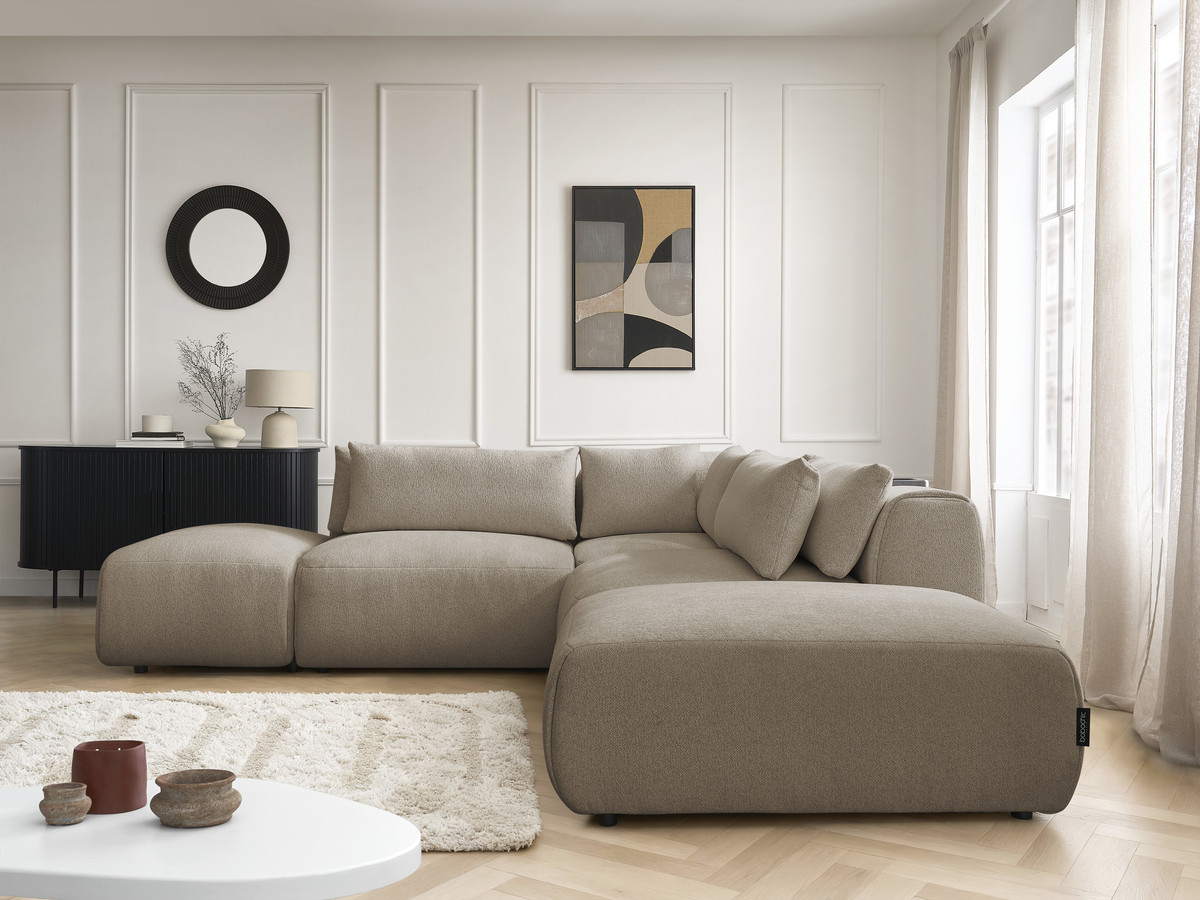 Canapé d'angle modulable avec têtières JANA chiné taupe — vue 5