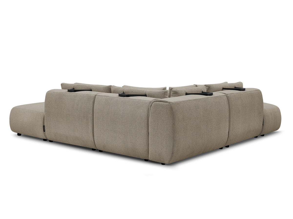 Modulaire vaste hoekbank met hoofdsteunen JANA gemêleerde stof met 2 fauteuils, 1 hoekelement en 2 poefs