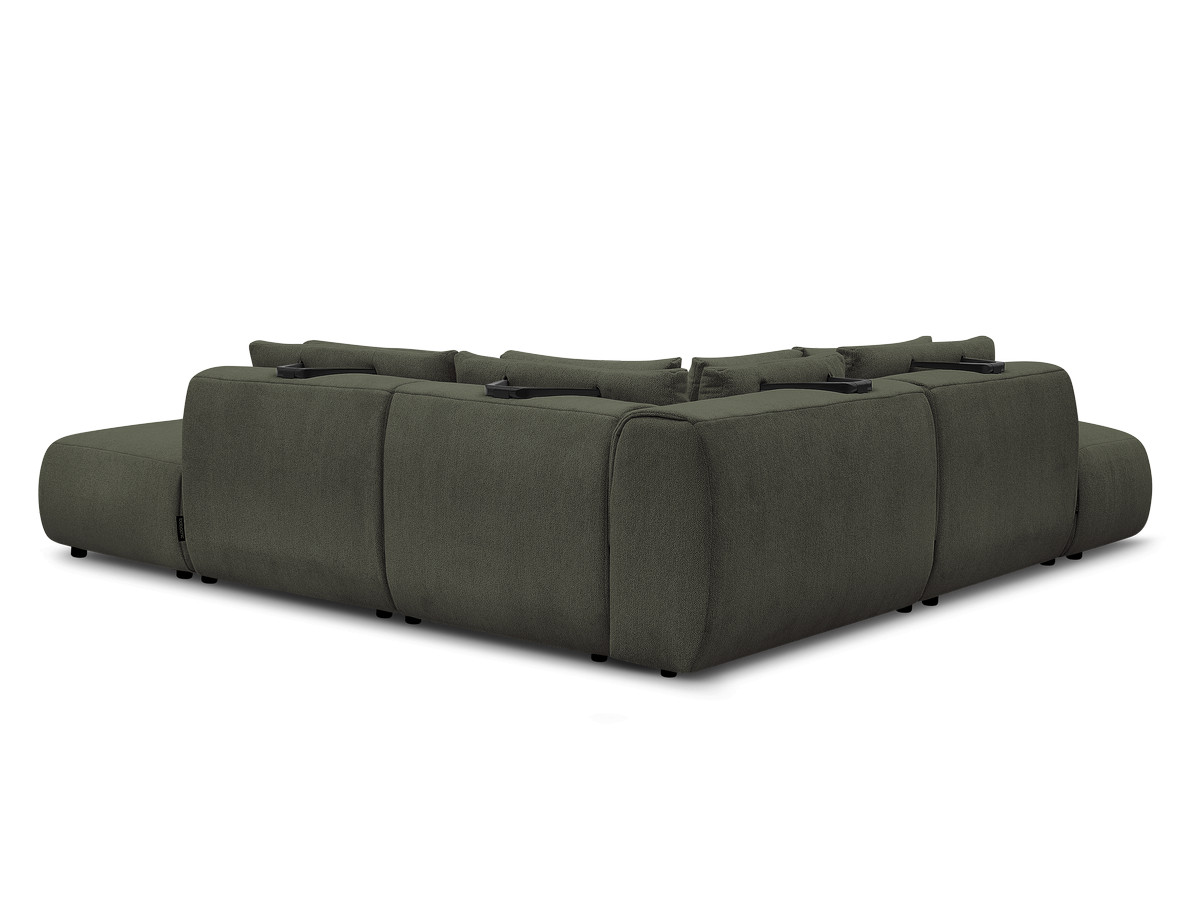 Modulaire vaste hoekbank met hoofdsteunen JANA gemêleerde stof met 2 fauteuils, 1 hoekelement en 2 poefs