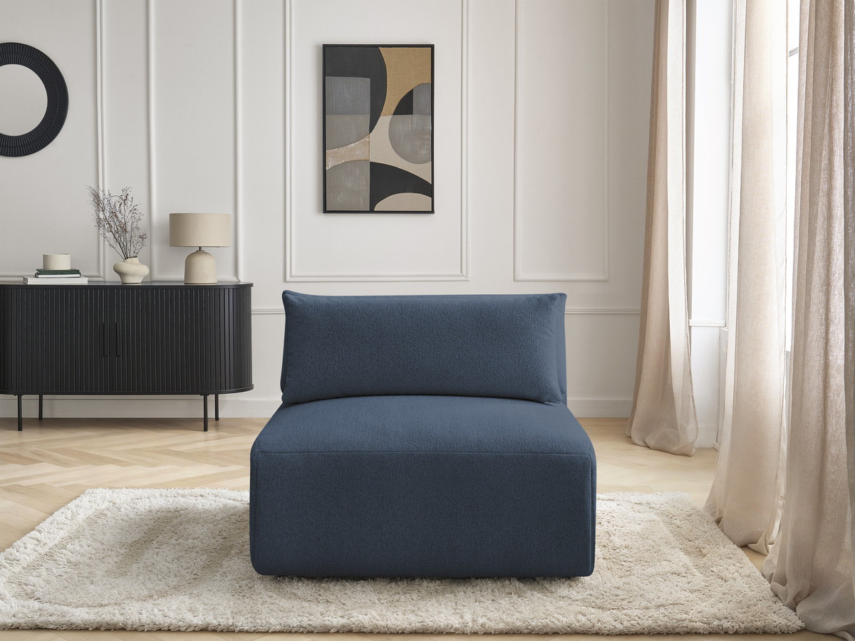 Chauffeuse 1 place avec têtière pour canapé modulable JANA chiné bleu — vue 5