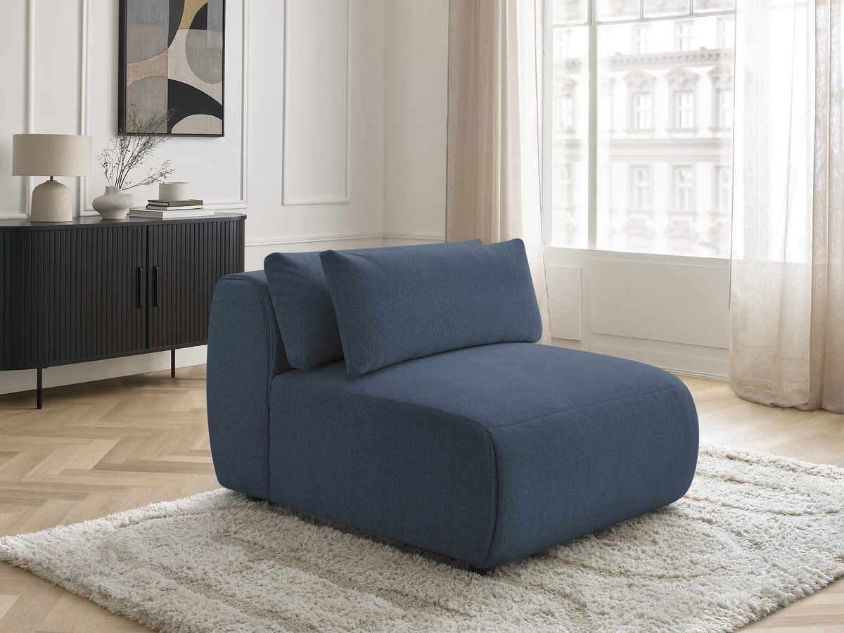 Chauffeuse 1 place avec têtière pour canapé modulable JANA chiné bleu — vue 6