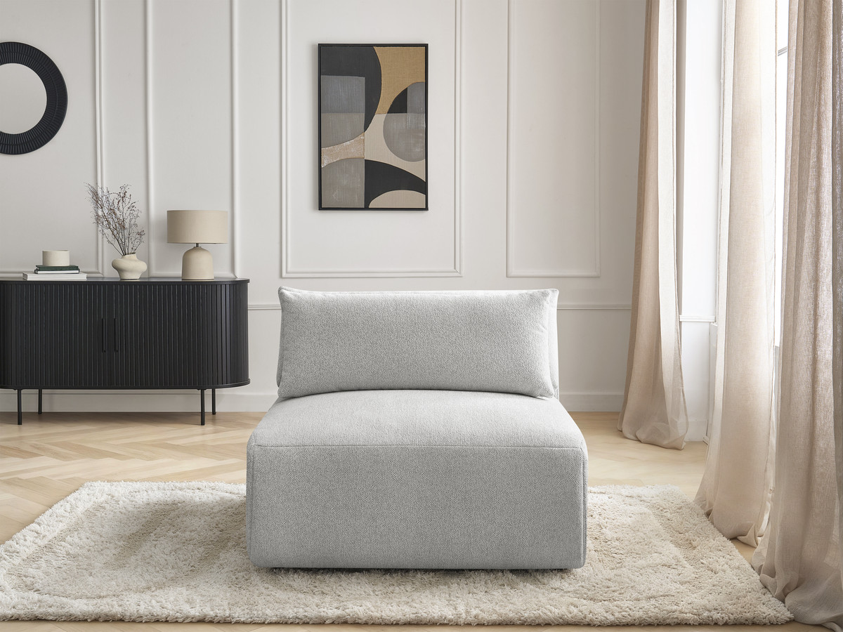 Chauffeuse 1 place avec têtière pour canapé modulable JANA chiné gris clair — vue 5