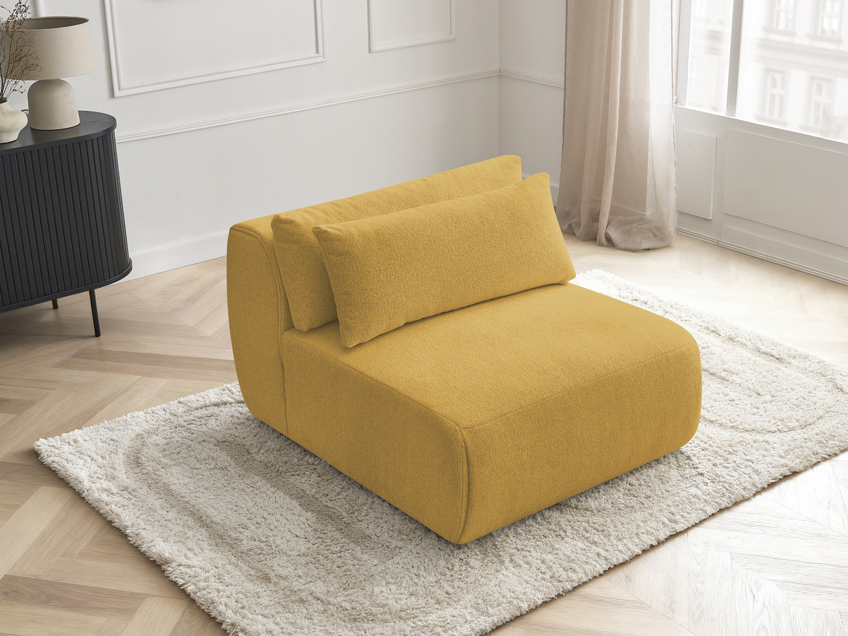 Chauffeuse 1 place avec têtière pour canapé modulable JANA chiné jaune — vue 5