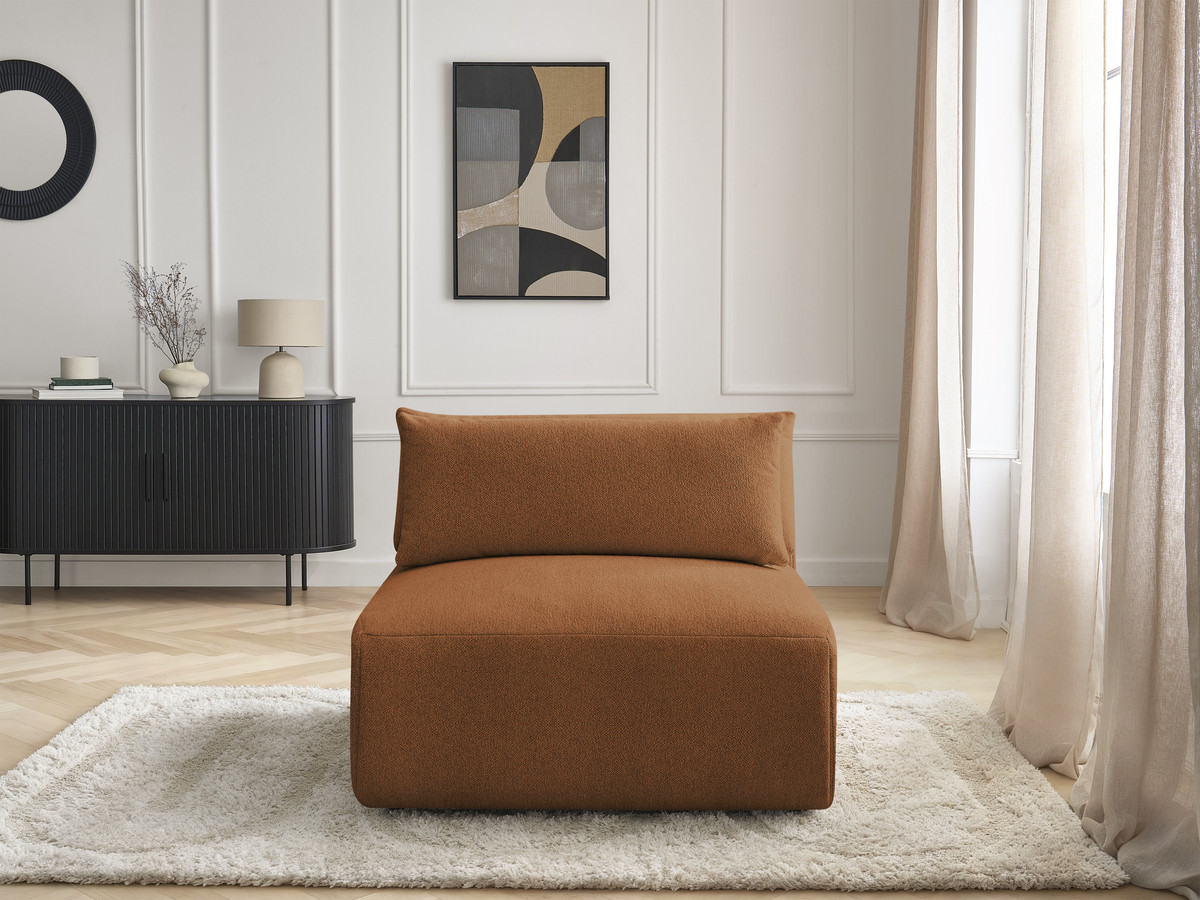 Chauffeuse 1 place avec têtière pour canapé modulable JANA chiné orange — vue 5