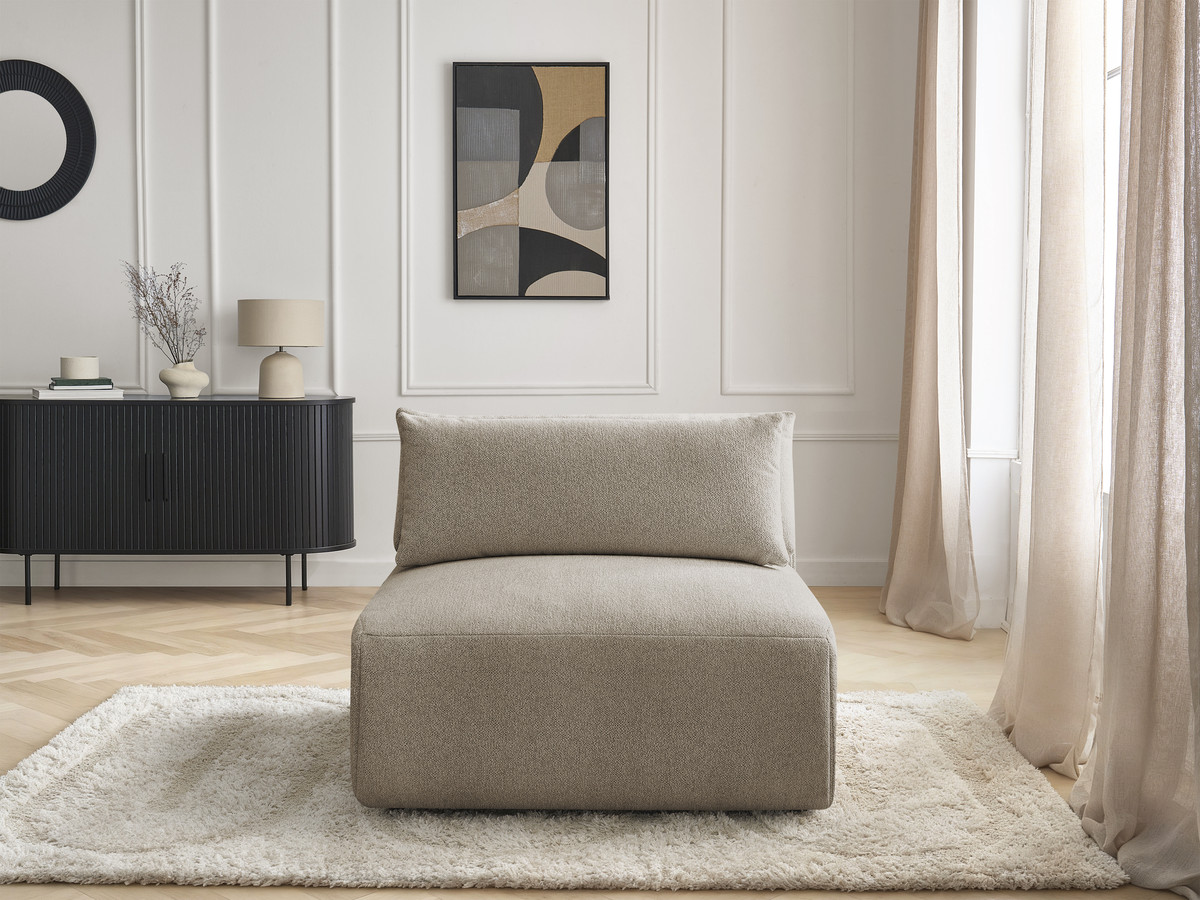 Chauffeuse 1 place avec têtière pour canapé modulable JANA chiné taupe — vue 5