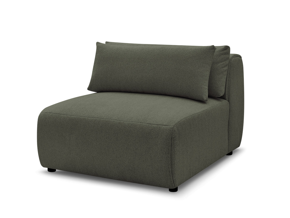 jana 1-zits chaise longue met hoofdsteun voor modulaire bank, gemêleerde stof gekleurd groente