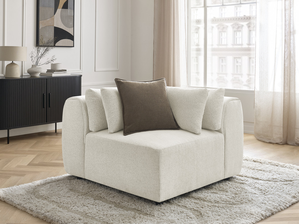 Angle avec têtière pour canapé modulable JANA chiné blanc