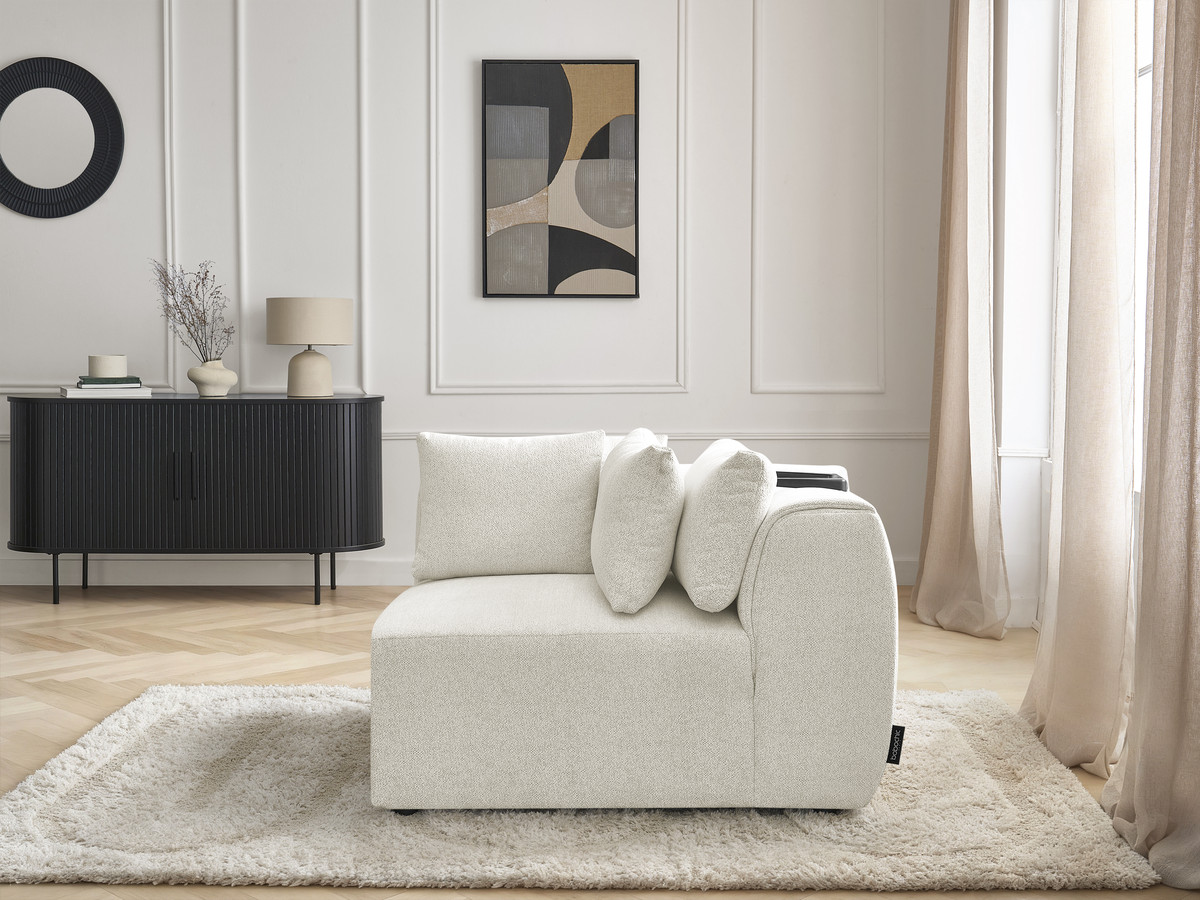 Angle avec têtière pour canapé modulable JANA chiné blanc — vue 5