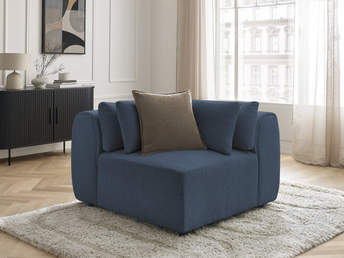 Angle avec têtière pour canapé modulable JANA chiné bleu