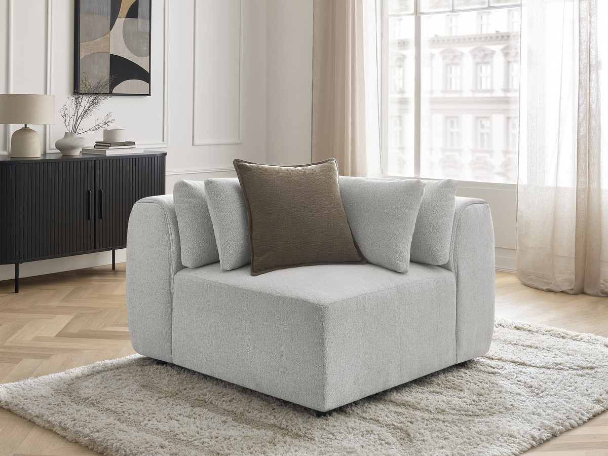 Angle avec têtière pour canapé modulable JANA chiné gris clair