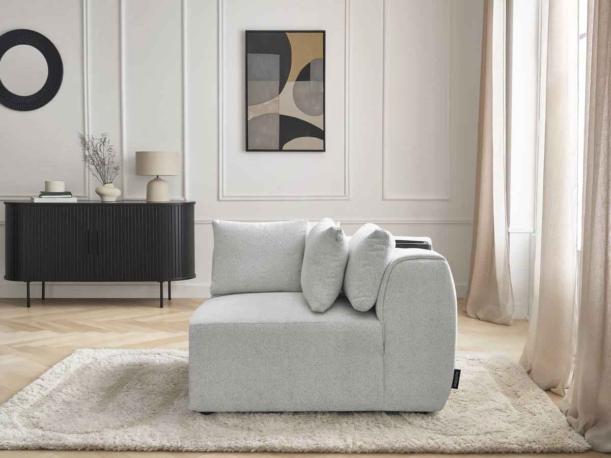 Angle avec têtière pour canapé modulable JANA chiné gris clair — vue 5