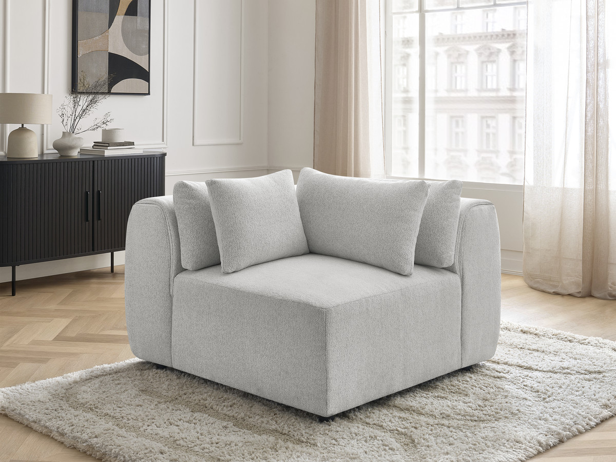 Angle avec têtière pour canapé modulable JANA chiné gris clair — vue 6