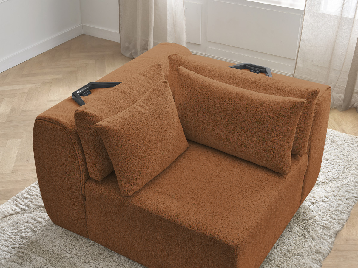 Angle avec têtière pour canapé modulable JANA chiné orange — vue 5