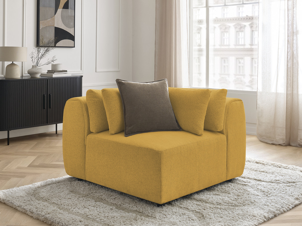 Angle avec têtière pour canapé modulable JANA chiné jaune