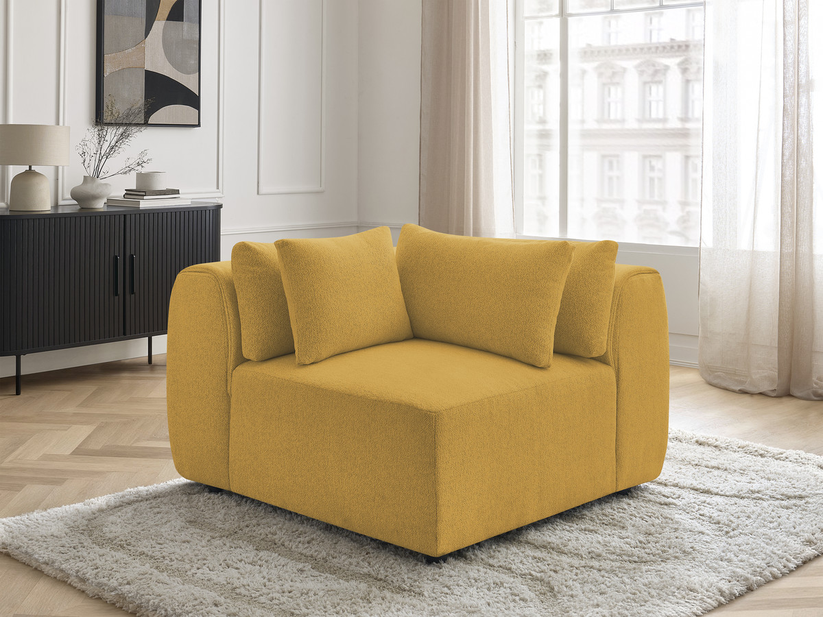 Angle avec têtière pour canapé modulable JANA chiné jaune — vue 6