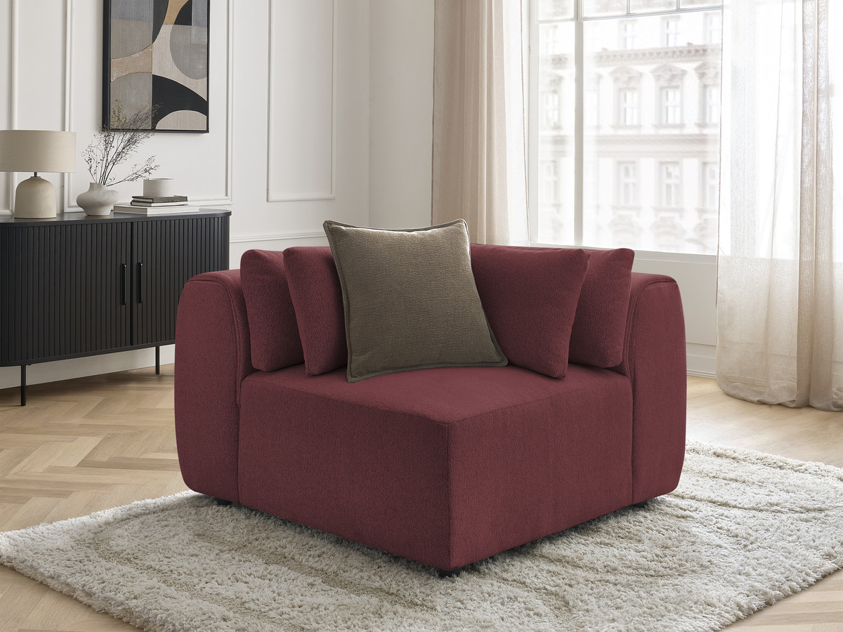 Angle avec têtière pour canapé modulable JANA chiné rouge