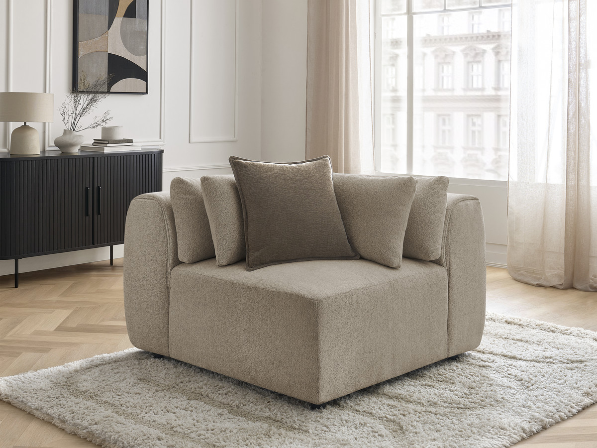 Angle avec têtière pour canapé modulable JANA chiné taupe