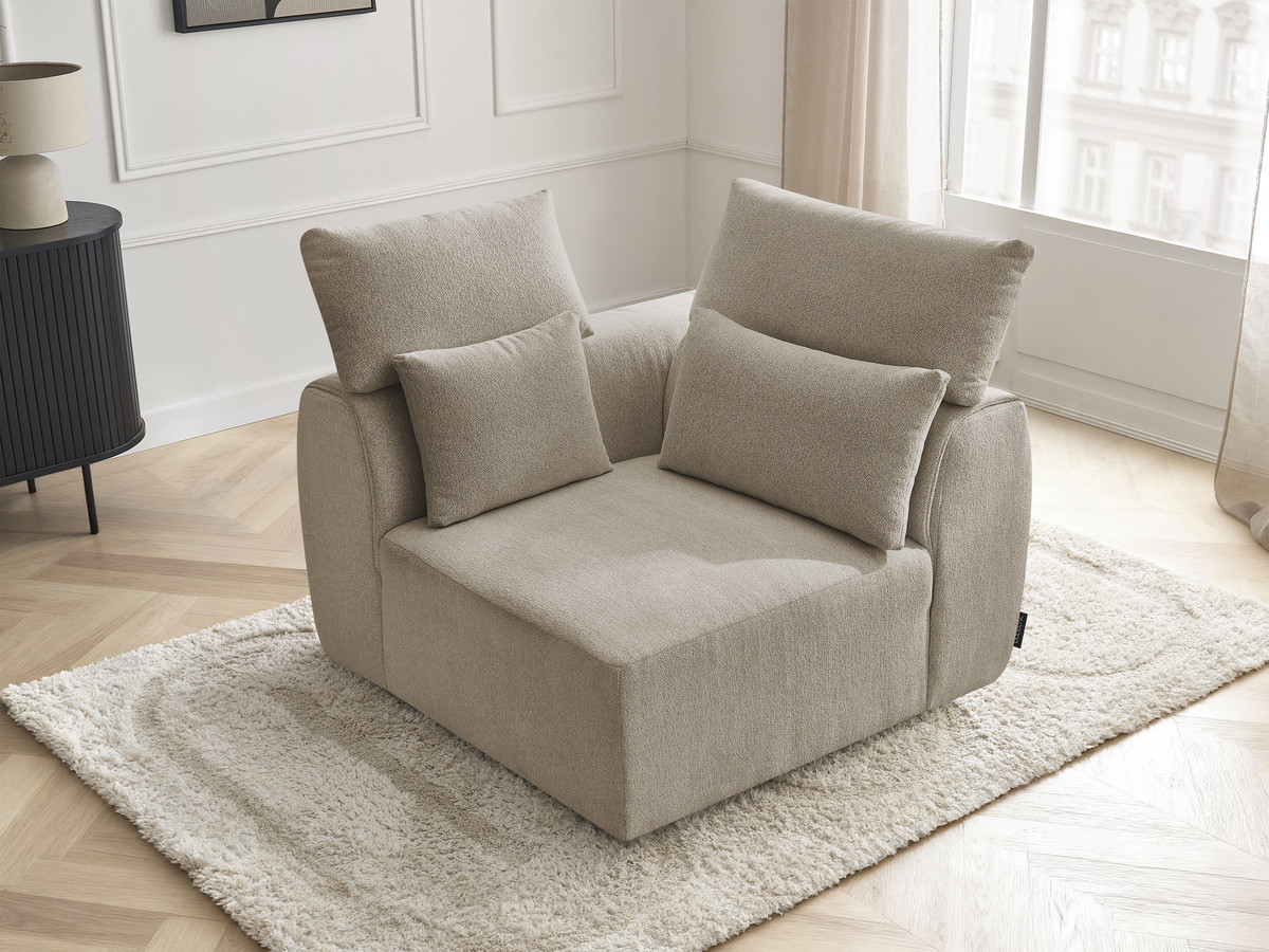 Angle avec têtière pour canapé modulable JANA chiné taupe — vue 6