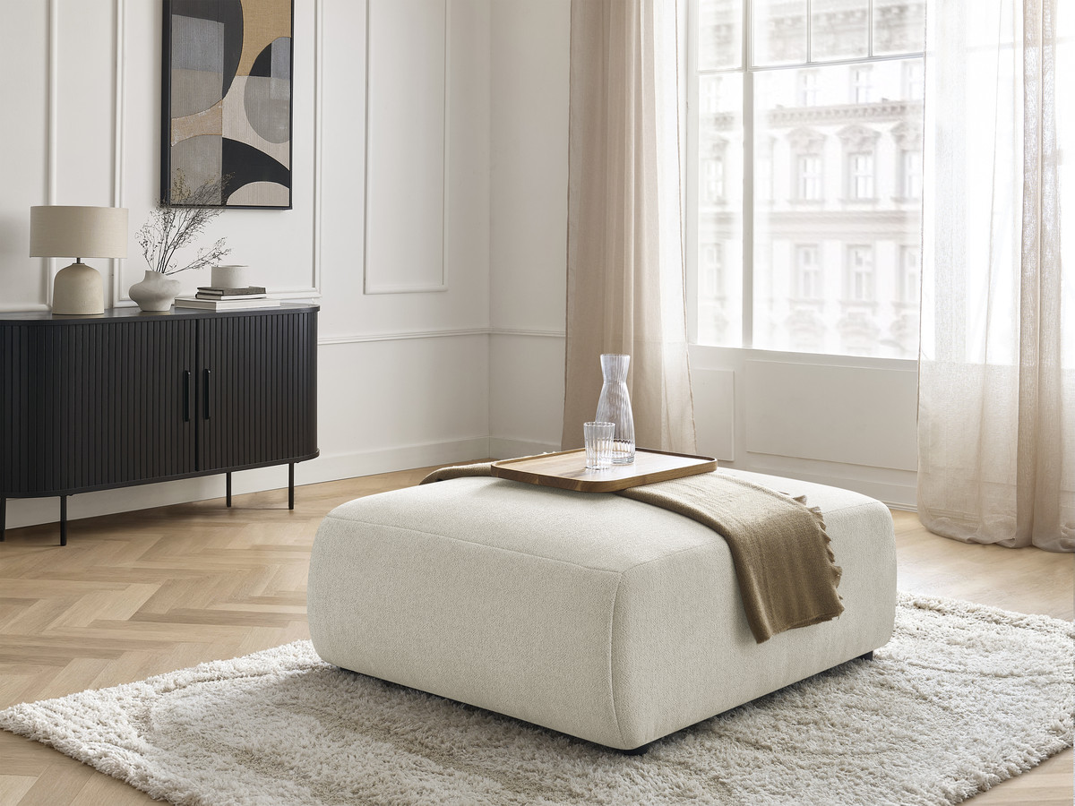 Pouf grand JANA chiné blanc