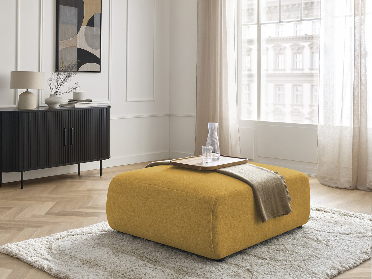 Pouf grand JANA chiné jaune