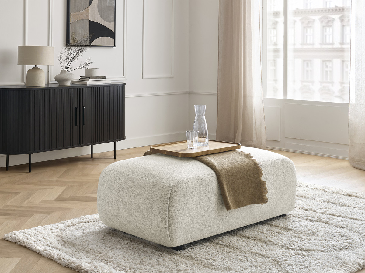 Pouf petit JANA chiné blanc