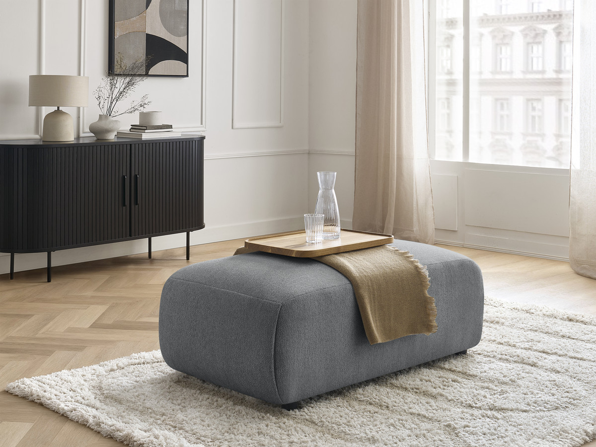 Pouf petit JANA chiné gris foncé