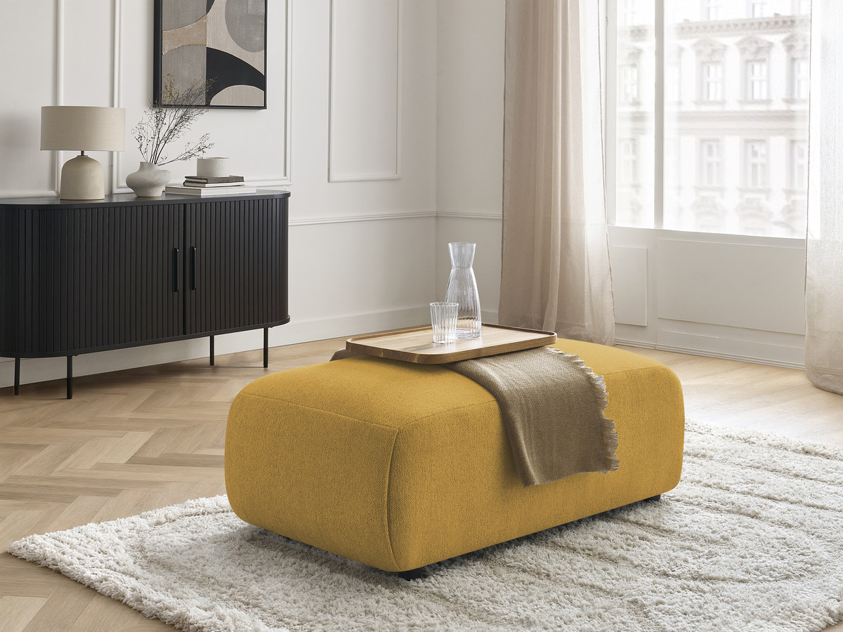 Pouf petit JANA chiné jaune