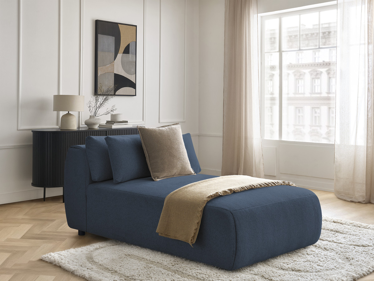 Méridienne avec têtière pour canapé modulable JANA chiné bleu