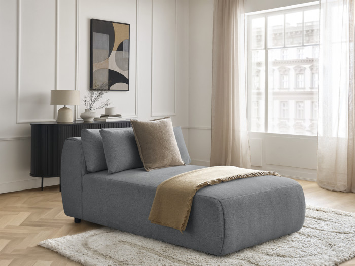 Méridienne avec têtière pour canapé modulable JANA tissu chiné