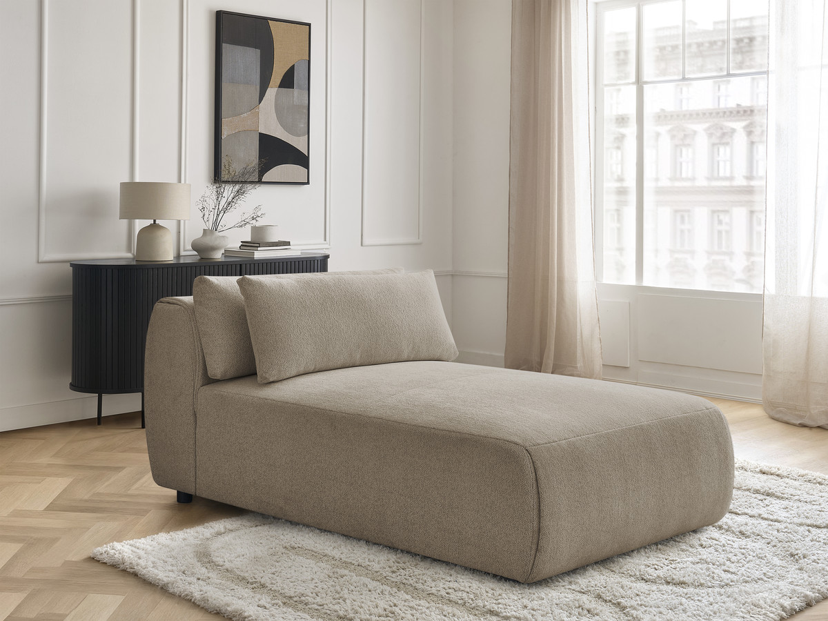 Chaise longue met hoofdsteun voor modulaire bank JANA, gemêleerde stof