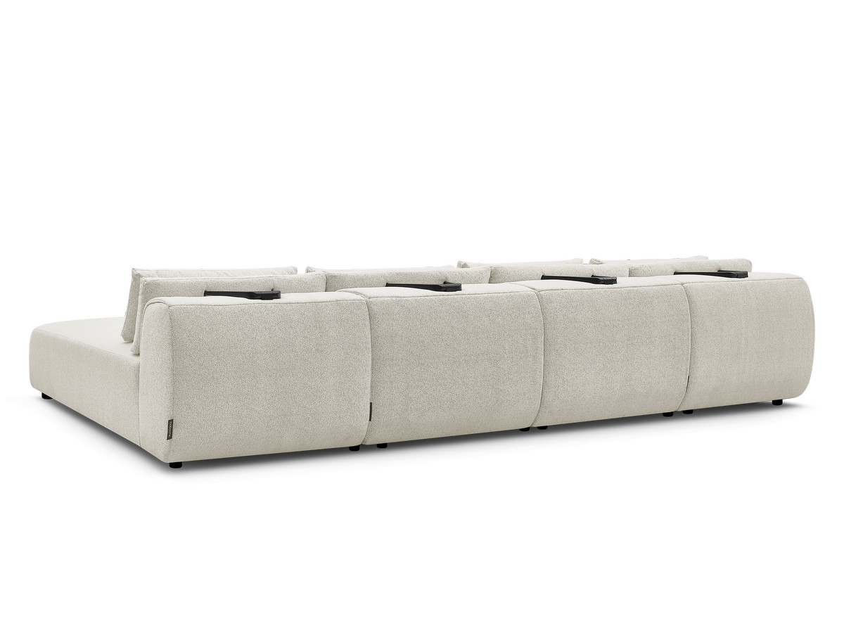 Modulaire vaste panoramabank met hoofdsteunen JANA gemêleerde stof met 2 chaise longues en 2 fauteuils