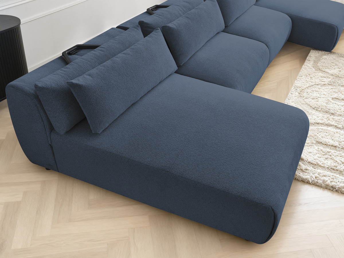 Canapé panoramique modulable avec têtières JANA chiné bleu — vue 6