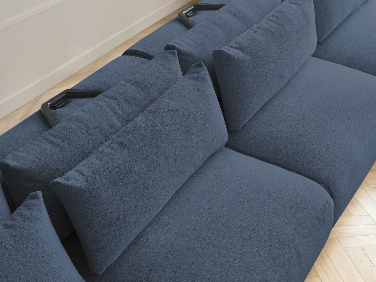 Modulaire vaste panoramabank met hoofdsteunen JANA gemêleerde stof met 2 chaise longues en 2 fauteuils