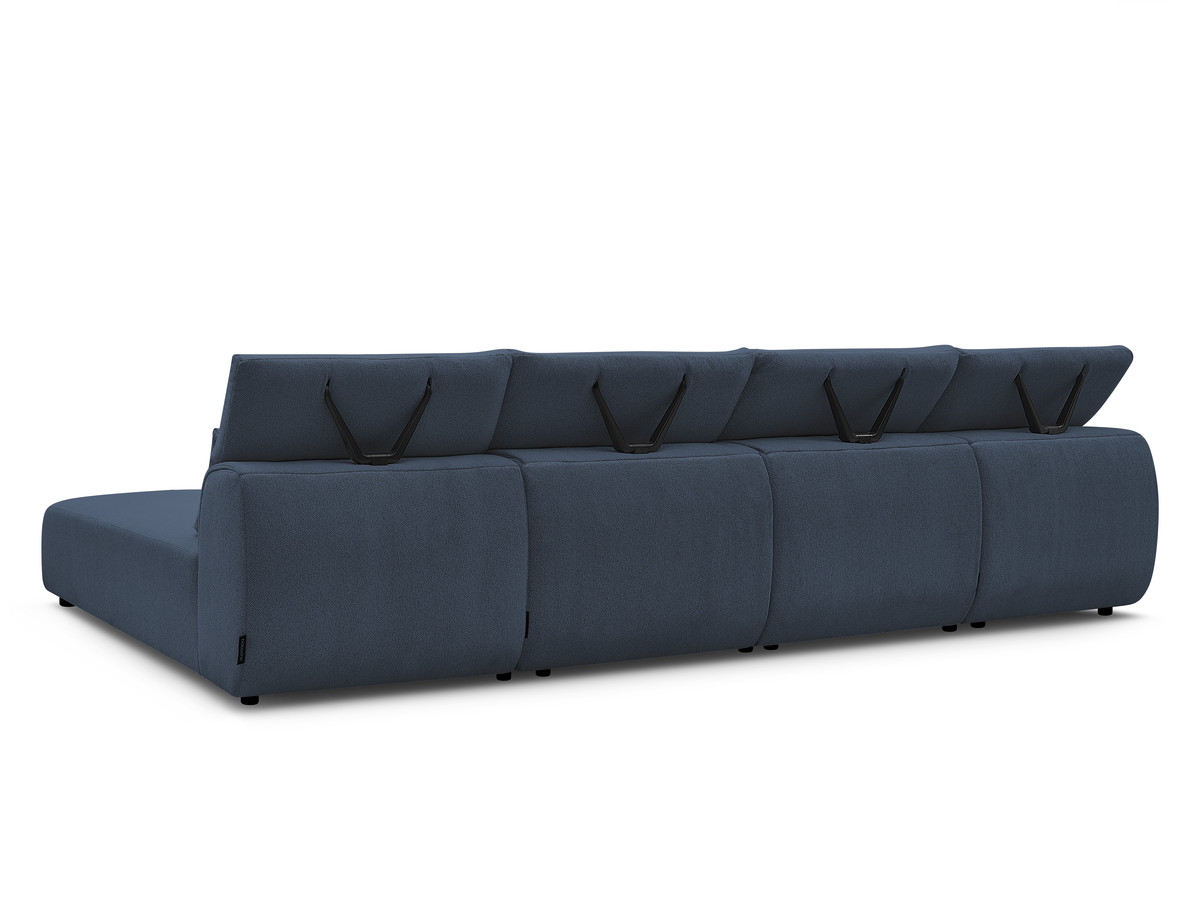 Modulaire vaste panoramabank met hoofdsteunen JANA gemêleerde stof met 2 chaise longues en 2 fauteuils