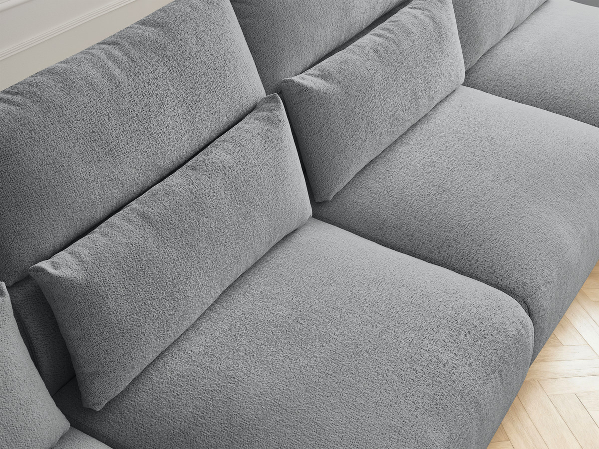 Modulaire vaste panoramabank met hoofdsteunen JANA gemêleerde stof met 2 chaise longues en 2 fauteuils