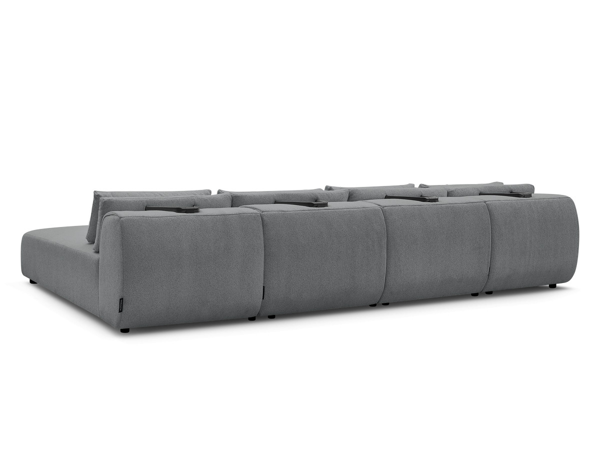 Modulaire vaste panoramabank met hoofdsteunen JANA gemêleerde stof met 2 chaise longues en 2 fauteuils